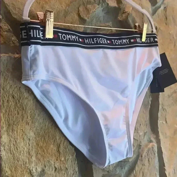 Tommy Hilfiger White & Blue Bikini Bottoms - Picture 2 of 8